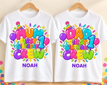 „Eins sein“-Partnerlook-Shirts für die ganze Familie, T-Shirt für Mama und Papa zum ersten Geburtstag, Regenbogen-Geburtstags-Top