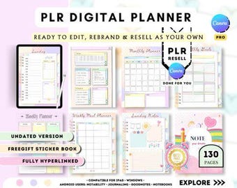 2026 PLR Digital Planner | Canva Editable, Hyperlinked (Commercial Use)
