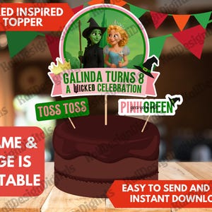 Wicked Cupcake Toppers Wicked  Cake topper Wicked Cupcake Toppers Birthday Wicked Inspired Party Favor Digital Printable Glinda Elphaba