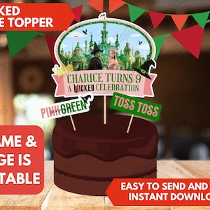 Wicked Cupcake Toppers Wicked  Cake topper Wicked Cupcake Toppers Birthday Wicked Inspired Party Favor Digital Printable Glinda Elphaba
