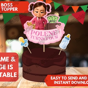 Baby Boss Pink Girl Birthday Party Cake Toppers Personalized Printable Babyboss Cake Topper Birthday Party Decorations Any Name Any Age