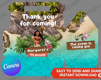 Moana Gable Box Moana Party Loot Box Moana Favor Box Birthday Moana-Inspired Party Favor Digital Printable Moana Loot Bag Moana Party Bag