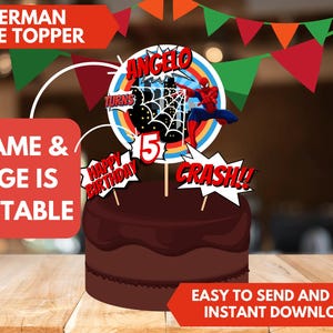 Spiderman Cupcake Toppers Spiderman Cake topper, Spiderman, Cupcake Toppers Birthday Spiderman Inspired, Party Favor, Digital Printable