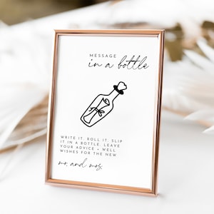 Minimalist Wedding Message in a Bottle, Wedding Message in a Bottle Guestbook, Wedding Ceremony Signs, Modern Minimalist Wedding