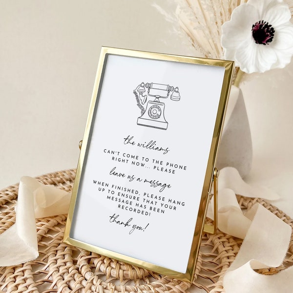 Minimalist Telephone Guestbook Sign Template, Wedding Audio Guestbook, Leave Me A Message, Pick Up The Phone, Leave A Message After The Tone