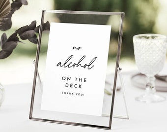 Plantilla minimalista de cartel de "Prohibido el alcohol", decoración editable para fiestas (descarga digital)