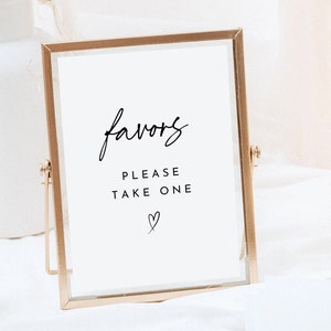 Minimalistische gunsten teken sjabloon, moderne bruiloft gunst teken, neem een gunst, zoete traktatie, babyshower, bruidsdouche neem er een