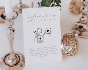 Minimalist Unplugged Ceremony Sign Template (Digital Download)