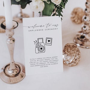 Unplugged Ceremony Sign Template, Minimalist No Phones Sign Printable, Instant Editable Unplugged Wedding Sign, No Phones Wedding Sign