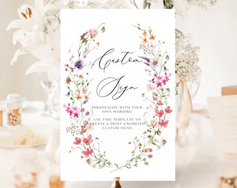Wildblumen Brautdusche Schild Vorlage, bearbeitbares benutzerdefiniertes Schild mit Blumenmuster (digitaler Download)