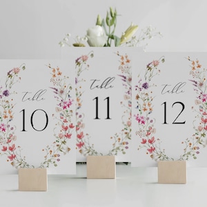 Wildflower Wedding Table Numbers Template, Printable Table Numbers, Wedding Table Numbers, Boho Wildflower Invitation, Floral Wreath