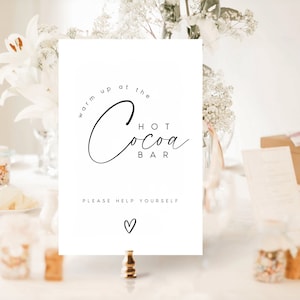 Hot Cocoa Bar Sign Template, Winter Wedding Hot Chocolate Bar Sign, Dessert Bar Sign, Holiday Baby Shower, Cocoa Sign, Table Signage