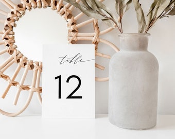 Modèle de numéro de table de mariage minimaliste, imprimable moderne (DIY Canva)