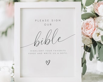 Minimalist Wedding Bible Guestbook Sign Template (Digital Download)