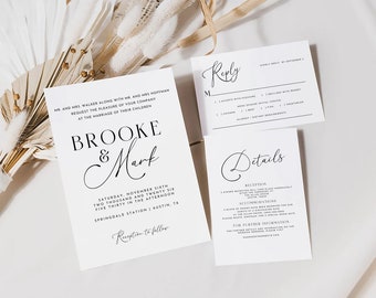 Modern Minimalist Wedding Invitation Suite: Elegant Canva Template