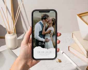 Animated Wedding Save The Date Video: Editable Canva Template (Digital Download)