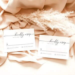 Cartões RSVP elegantes para modelo de casamento, modelo de cartão Boho Rsvp, modelo Rsvp moderno, cartão postal Rsvp simples, modelo de casamento editável