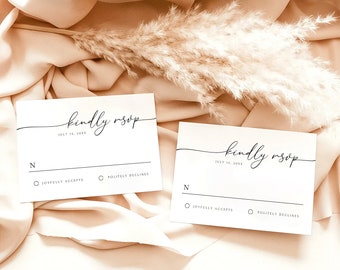 Elegant Wedding RSVP Card Template, Modern Boho (Digital Download)