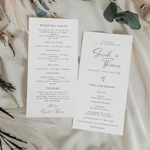 Boho Wedding Program Template, Simple Order of Service, Modern Wedding Program Template, Printable Ceremony, DIY Program Card, Ceremony