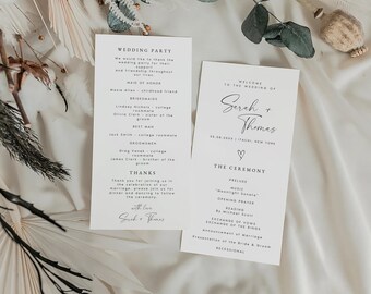 Boho Wedding Program Template, Printable Order of Service (DIY)