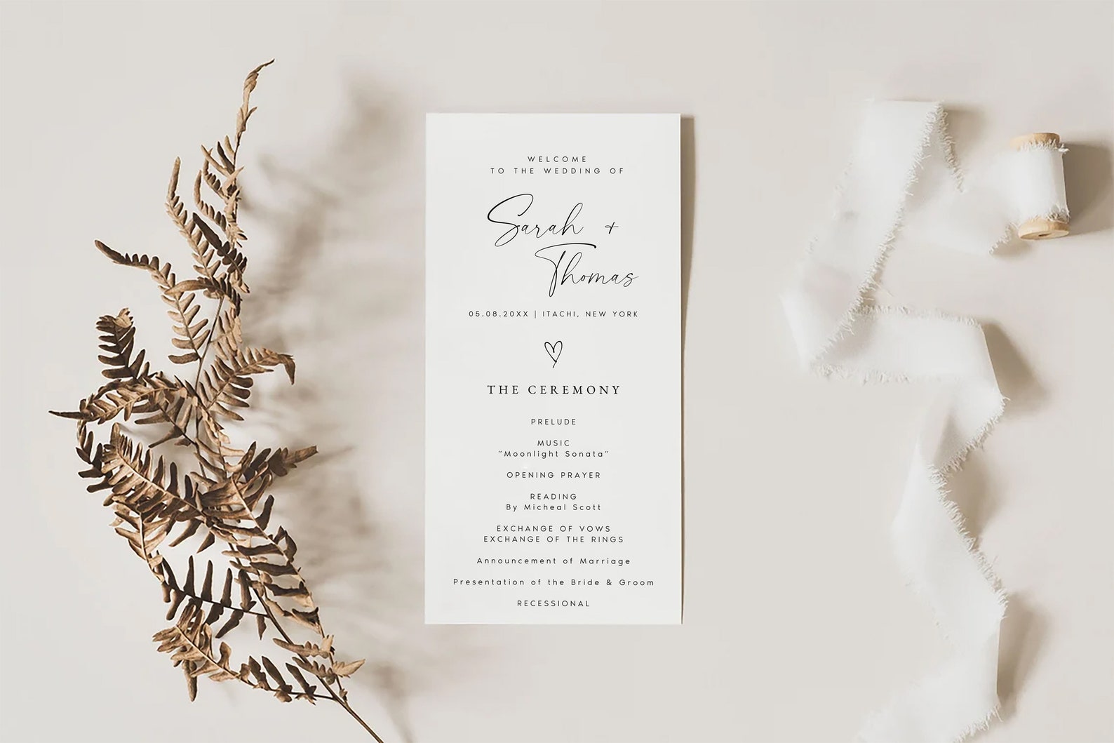 Boho Wedding Program Template, Printable Order of Service (DIY) - Etsy