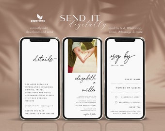 Minimalist Electronic Wedding Invitation Template, Online RSVP (Digital Download)