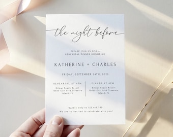 Plantilla de invitación para cena de ensayo con caligrafía elegante (digital)