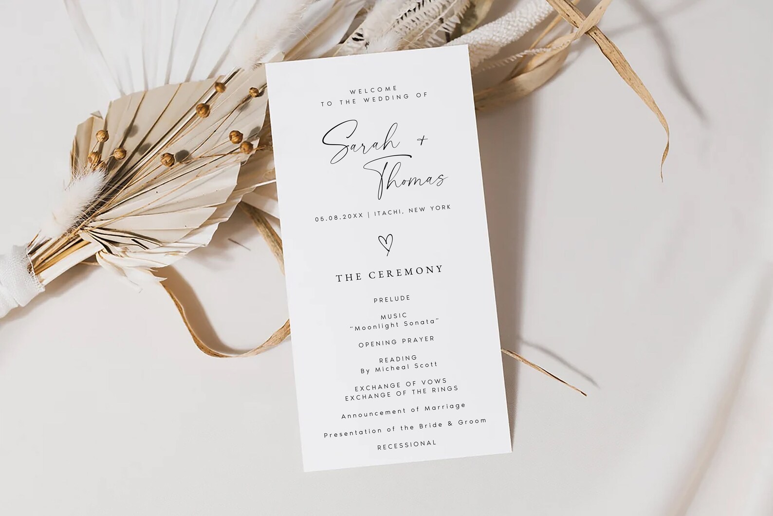 Boho Wedding Program Template, Printable Order of Service (DIY) - Etsy