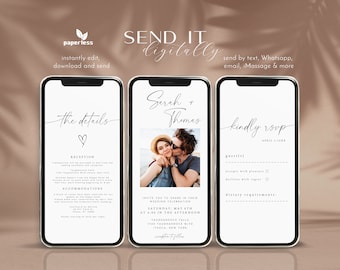 Boho Electronic Wedding Invitation Template, Smartphone Invite (Digital)