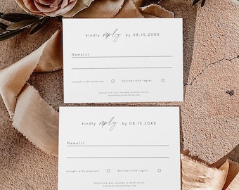 Moderne Hochzeit Antwortkartenvorlage, Elegante Antwort (DIY bearbeitbar)