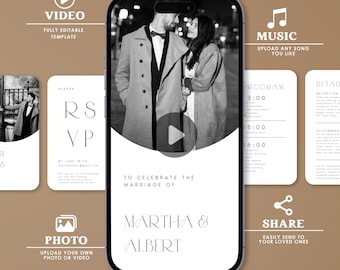 Animated Wedding Invitation Template with RSVP (Digital Download)