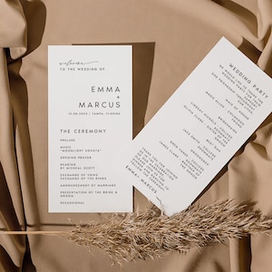 Minimalist Wedding Program Template, Simple Order of Service, Modern Wedding Program Template, Printable Ceremony, DIY Program Card
