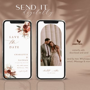 Pampas Electronic Save The Date Vorlage, Elegante Save the Date Vorlage, Text einladen, Handy einladen, Smartphone Save The Date
