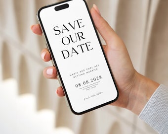 Animated Wedding Save The Date Video: Editable Canva Template (Digital Download)