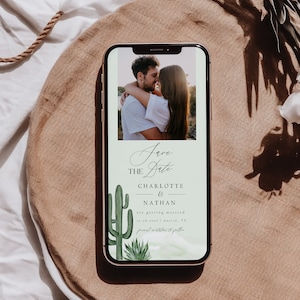 Modèle électronique à retenir pour la date, Cactus, réservez électronique, texte d'invitation, réservez sur mobile, réservez sur smartphone, réservez