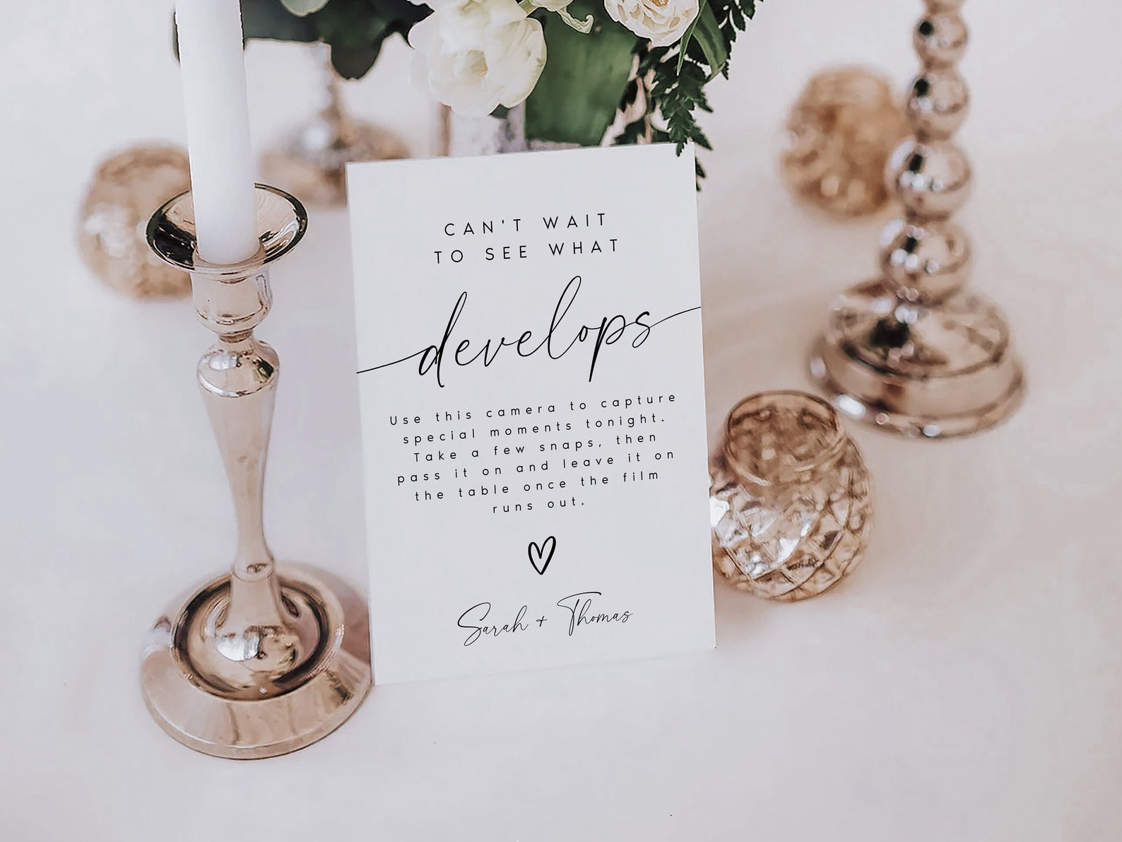 Disposable Camera Sign Template, Minimalist Wedding Decor (digital ...