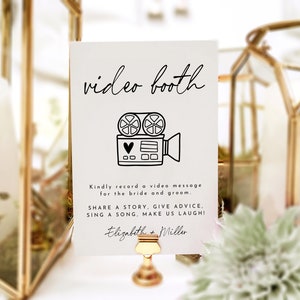 Minimalist Video Booth Sign Template: Modern Wedding Signage (digital ...