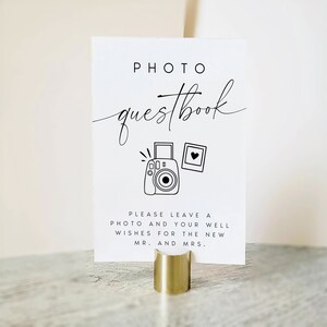 Photo Guestbook Sign Printable, Modern Photo Guest Book Sign, Bohemian ...
