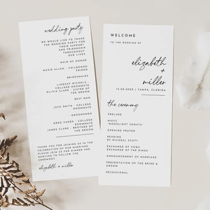 Minimalist Wedding Program Template, Simple Order of Service, Modern Wedding Program Template, Printable Ceremony, DIY Program Card