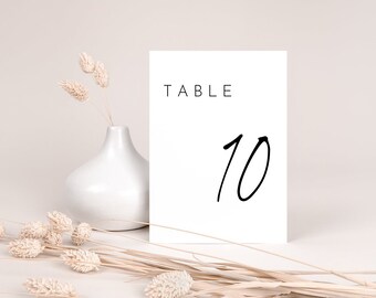 Modèle de numéro de table de mariage minimaliste, moderne imprimable (4 x 6, 5 x 7)