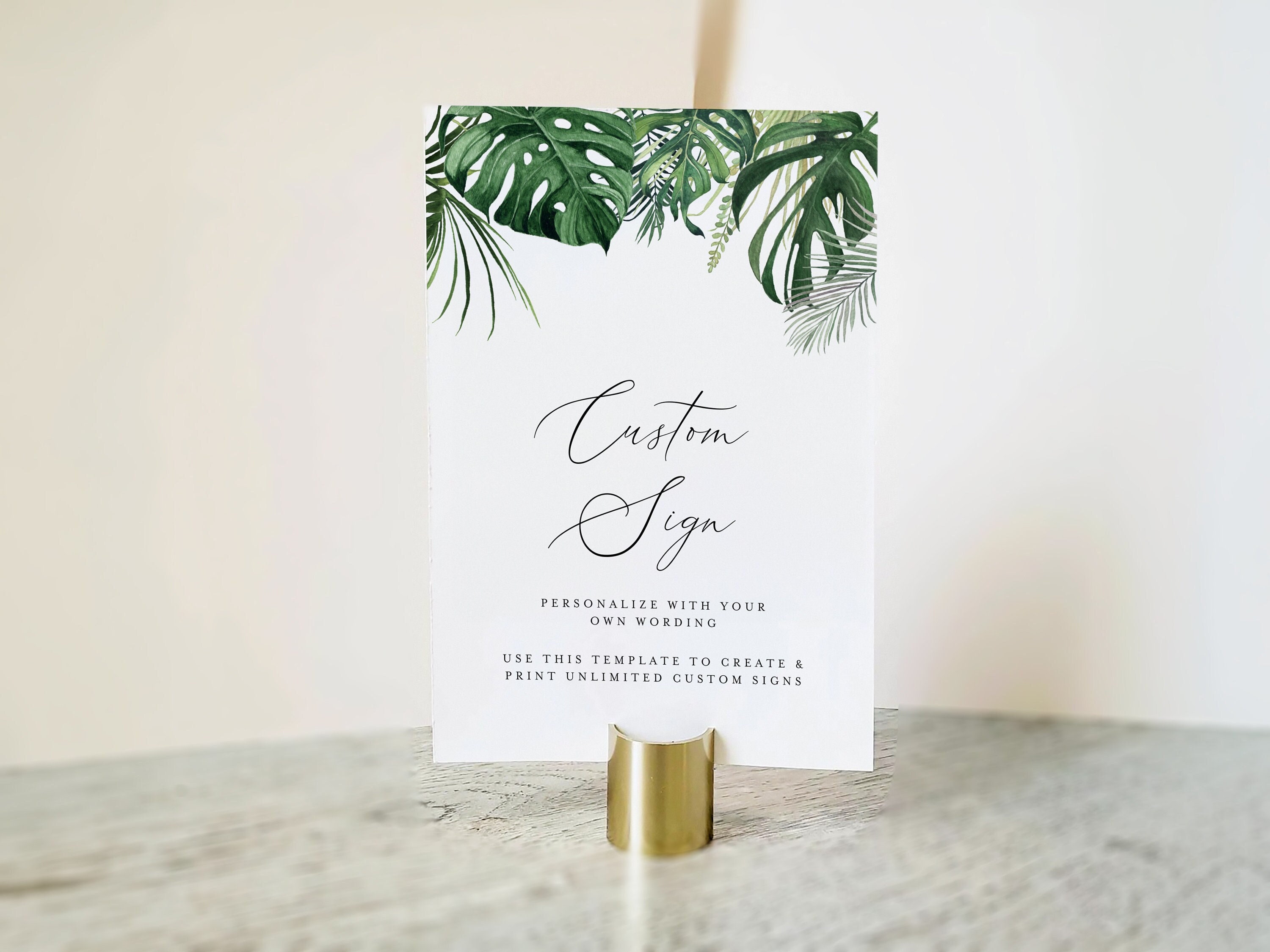 Tropical Wedding Custom Sign Template,  Custom Wedding Sign, Beach Wedding Signs Custom, Palm Leaf Wedding Sign, Printable Signs for Party
