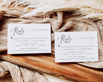 Elegant Wedding RSVP Card Template: Printable, Editable (DIY Canva)