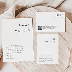 Minimalist Wedding Invitation Set, Basic Wedding Invitation Suite, Modern Wedding Invitation Kit, Printable Wedding Invite, Canva Template