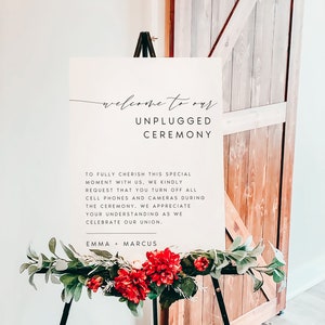 Unplugged Ceremony Sign Template, Modern Minimalist Wedding Unplugged Sign, Contemporary No Phones or Pictures Sign, Unplugged Wedding Sign