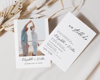 Minimalist Vow Renewal Invitation Template: Modern Anniversary Invite (Digital Download)