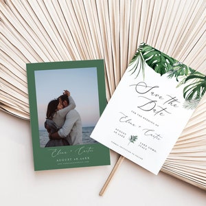 Tropical Save the Date Template, Palm Leaf Save the Date, Beach Save the Date, Destination Save the Date, Save Our Date Card Printable