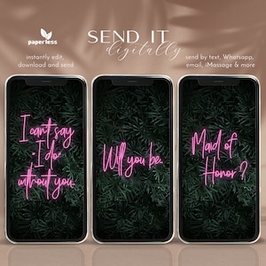 Modelo Canva de vídeo para proposta de dama de honra, Você será minha dama de honra, música e texto de vídeo animado personalizado, proposta de dama de honra, Evite