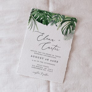Tropische Hochzeitseinladung Vorlage, Palmenblatt Hochzeitseinladung, Hochzeit am Strand, Hawaiianische Hochzeit, Tropische Hochzeit einladen