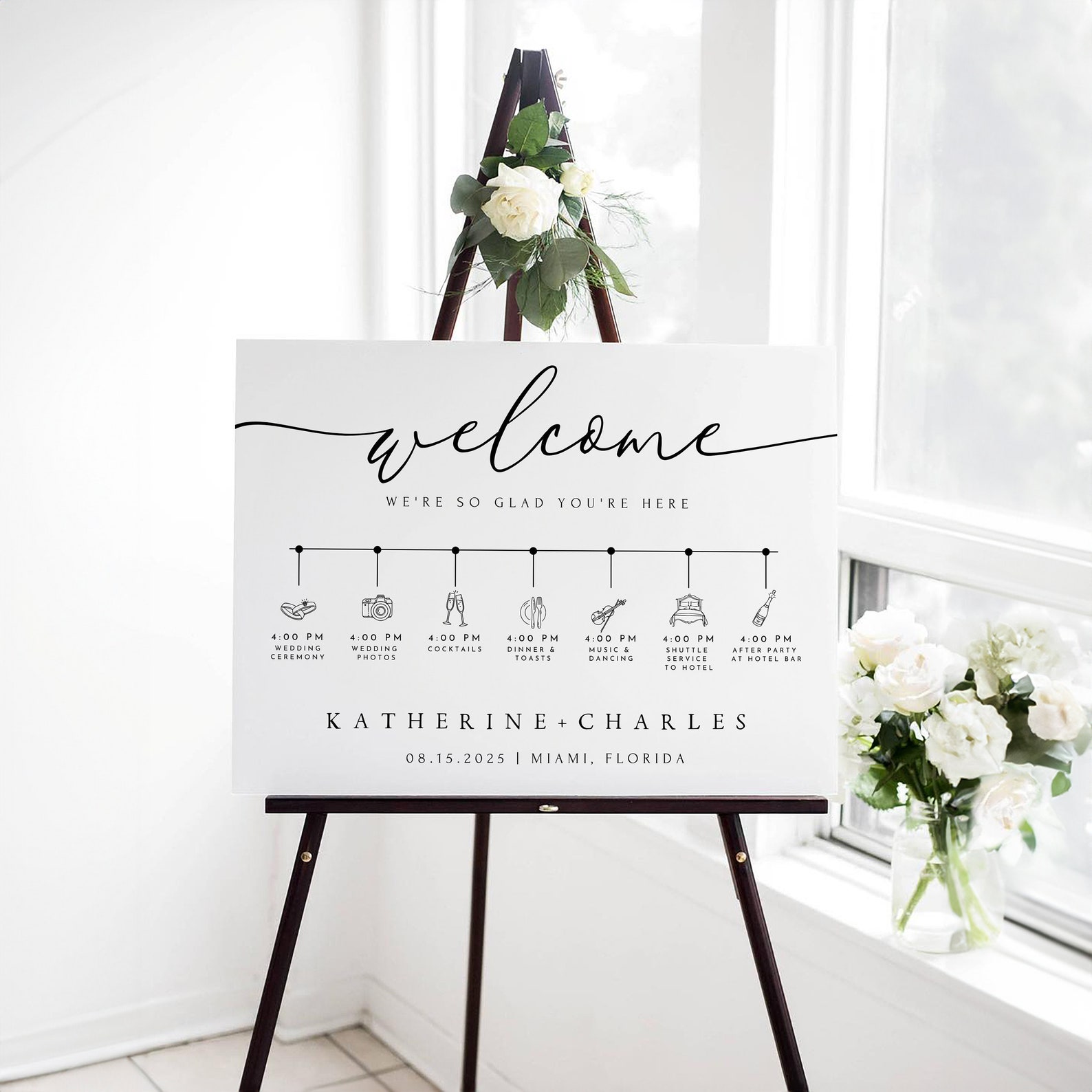 Modern Minimalist Wedding Timeline Sign Template (printable) - Etsy