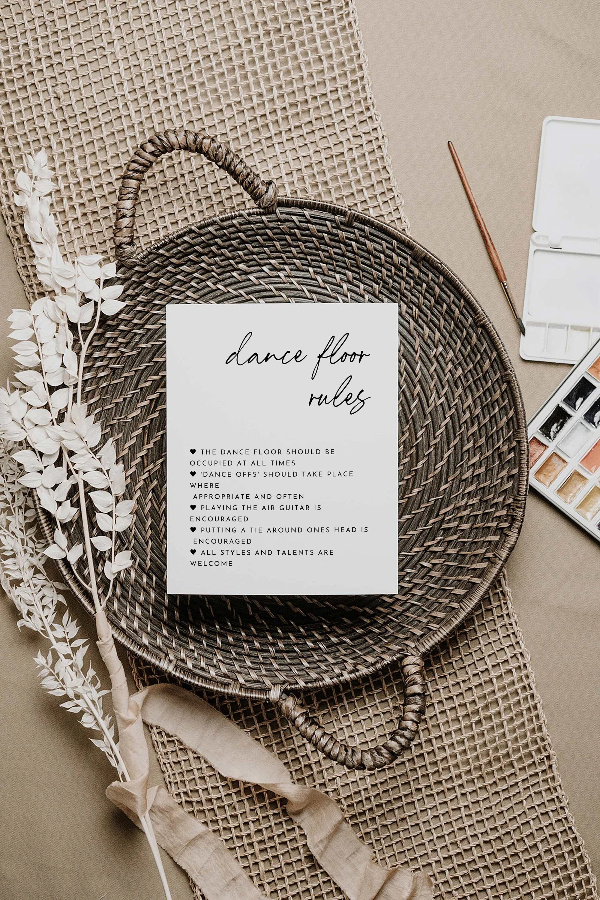 Minimalist Dance Floor Rules Sign Template, Sign Our Guestbook, Wedding